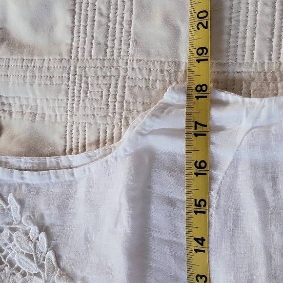 LUNGO L'ARNO | White Linen Sleeveless Top Sz S - Picture 8 of 9